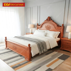 Giường Ngủ Gỗ Gõ Đỏ Chạm Nữ Hoàng Dày Đẹp Giá Rẻ
