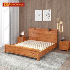 Giường Ngủ Gỗ Gõ Đỏ Chân Cao Có Kệ Đầu Giường Rẻ Đẹp