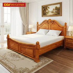 Giường Ngủ Gỗ Gõ Đỏ Dày Chạm Khắc Cổ Điển