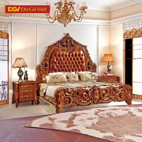 Giường Ngủ Gỗ Gõ Đỏ Nguyên Khối Cổ Điển Hoàng Gia Đẳng Cấp