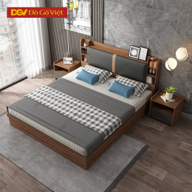 Giường Ngủ Gỗ MDF Lõi Xanh Chống Ẩm Đầu Bọc Nệm Có Kệ Đẹp