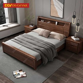 Giường Ngủ Gỗ Sồi Mỹ Thiết Kế Hiện Đại Có Kệ Đầu...