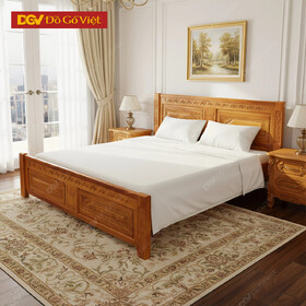 Giường Ngủ Gỗ Tự Nhiên Gõ Đỏ Cổ Điển Chấm Bi