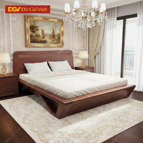 Giường Ngủ Gỗ Tự Nhiên Vân Cẩm Chân Thuyền Vát Hiện Đại