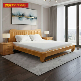 Giường Ngủ Gỗ Tự Nhiên Vân Gõ Chân Uốn Đẹp Mới 2025