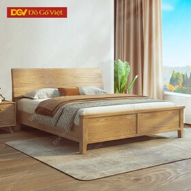 Giường Ngủ Gỗ Veneer Sồi Chân Cao Hiện Đại Màu Tự Nhiên