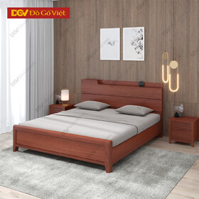 Giường Ngủ Gỗ Veneer Xoan Đào Chân Cao
