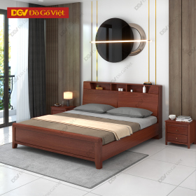 Giường Gỗ Veneer Xoan Đào Hiện Đại Kèm Kệ Tiện Ích Giá Rẻ