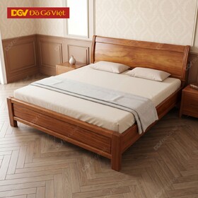 Giường Ngủ Hiện Đại Gỗ Gõ Đỏ Thiết Kế Tựa Cong Ôm Cơ...