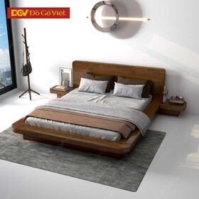 Giường Ngủ Kiểu Nhật Gỗ Sồi Mỹ Tự Nhiên Có Kệ Tiện Ích
