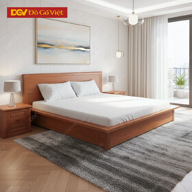Giường Ngủ Kiểu Nhật Gỗ Veneer Xoan Đào Tối Giản Hiện Đại