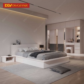 Giường Ngủ Kiểu Nhật Tối Giản Gỗ MDF Màu Trắng Sơn
