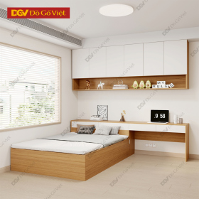 Giường Ngủ MDF Thiết Kế Tối Giản Kèm Bàn Làm Việc Thông Minh