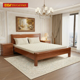 Giường Ngủ Xoan Đào Veneer Chân Cao Kiểu Trơn Giá Tốt