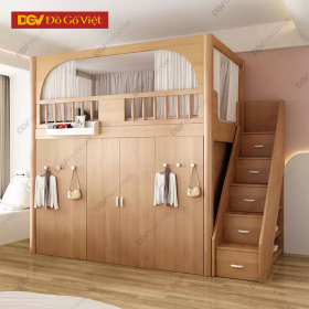 Giường Tầng Đa Năng Kèm Cầu Thang Và Tủ Áo Cho Trẻ Em