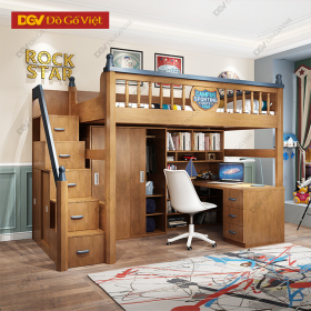 Giường Tầng Kết Hợp Tủ Áo Và Kệ Trưng Bày Gỗ Sồi Tiện...