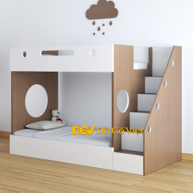 Giường Tầng Trẻ Em Màu Nâu Phối Trắng Đẹp