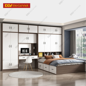 Giường Thông Minh Không Đầu Gỗ MDF Lõi Xanh Màu Trắng Đẹp Rẻ