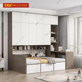 Giường Tủ Kết Hợp Đa Năng Nóc Áp Trần Kèm Bàn Làm Việc Nhỏ