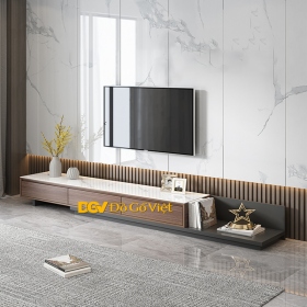 Kệ Để Tivi Hiện Đại Kéo Dài Gỗ MDF Màu Óc Chó Mặt Phiến...