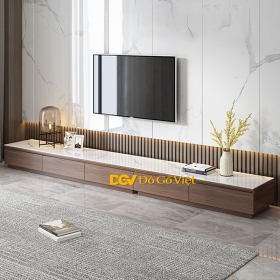 Kệ Để Tivi Phòng Khách Gỗ MDF Kiểu Ý Hiện Đại Mặt Phiến Đá Đẹp