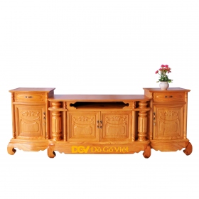 Kệ Tivi Cổ Điển Gỗ Gõ Đỏ Cao Cấp Trụ Lõm Đẹp Giá Tốt