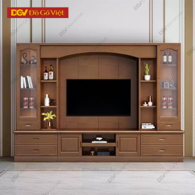 Kệ Tivi Đa Năng Kết Hợp Tủ Kính Gỗ Xoan Đào Chất Lượng
