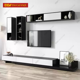 Kệ Tivi Gỗ Công Nhiệp Màu Đen Phối Trắng Thanh Lịch