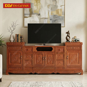 Kệ Tivi Gỗ Xoan Chạm Hoa Văn Cổ Điển Đẹp Giá Rẻ