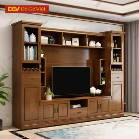 Kệ Tivi Gỗ Xoan Đào Chất Lượng Kèm Tủ Chứa Đồ Thông Minh