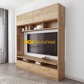Kệ Tivi Kèm Nóc Phòng Khách Gỗ MDF Màu Vàng Sồi Đẹp Giá Rẻ
