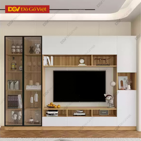 Kệ Tivi Kết Hợp Tủ Gỗ MDF Phong Cách Trẻ Trung Phối Kính Đẹp