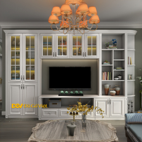 Kệ TiVi Kết Hợp Tủ Gỗ Tự Nhiên Phối Cánh Kính Cao Cấp