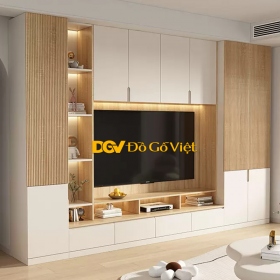 Kệ Tivi Kết Hợp Tủ Sách Phòng Khách Hiện Đại Màu Trắng Sồi Đẹp Rẻ