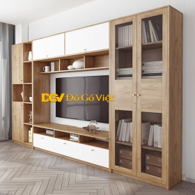 Kệ Tivi Kết Hợp Tủ Sách Và Kệ Trang Trí Gỗ MDF Hiện Đại Đẹp