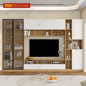 Kệ Tivi MDF Kết Hợp Kệ Trang Trí Cho Phòng Khách Hiện Đại