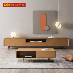 Kệ Tivi Phòng Khách Gỗ Cao Su Vân Sồi Thanh Lịch