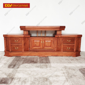 Kệ Tivi Phòng Khách Gỗ Hương Đá 2 Tầng Sang Trọng Giá Tốt