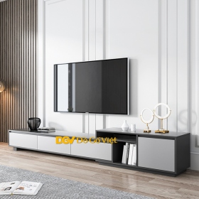 Kệ Tivi Phòng Khách Kéo Dài Gỗ MDF Kiểu Ý Hiện Đại Màu Xám