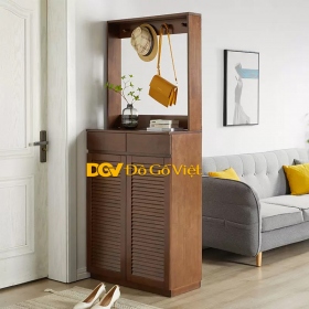 Kệ Tủ Đựng Giày Dép Gia Đình Gắn Kèm Kệ Móc Treo Áo Quần