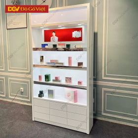Kệ Tủ Trưng Bày Sản Phẩm Gỗ MDF Sơn Trắng Kiểu Dáng Hiện Đại
