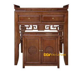 Mẫu Án Gian Thờ Gỗ Đẹp Chạm Hoa Văn Chữ Phúc Tinh Xảo