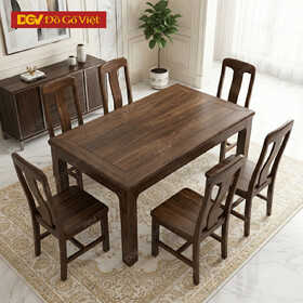 Mẫu Bàn Ăn Gỗ Óc Chó Vát Cạnh Chân Trụ Vuông 6 Ghế Hiện...