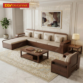 Mẫu Bàn Ghế Sofa Gỗ Óc Chó Hiện Đại Họa Tiết Kẻ Rãnh Tinh...