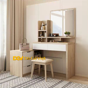 Mẫu Bàn Phấn Trang Điểm Hiện Đại Kiểu Gương Vuông Cỡ Lớn