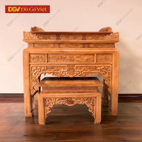 Mẫu Bàn Thờ Án Gian 1m53 Gỗ Gõ Đỏ Kèm Bàn Cúng Đẹp 2025