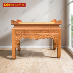 Mẫu Bàn Thờ Án Gian Chân 10 Gỗ Gõ Đỏ 1m75 Chạm Như Ý Đẹp