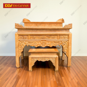 Mẫu Bàn Thờ Án Gian Gỗ Gõ Đỏ 1m53 Chạm Như Ý Hiện Đại