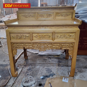 Mẫu Bàn Thờ Đẹp Chạm Họa Tiết Lưỡng Long Tranh Châu Tinh Xảo