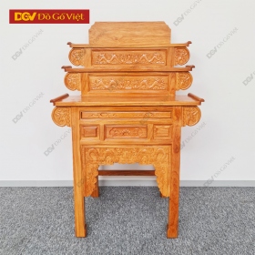 Mẫu Bàn Thờ Gỗ Gõ Đỏ 3 Tầng 1m07 Bền Đẹp